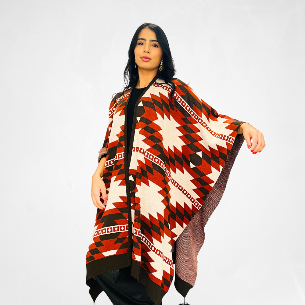 Capa poncho malha boho