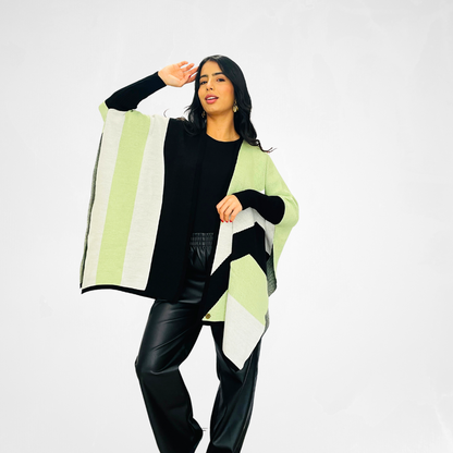 Capa poncho malha verde maça