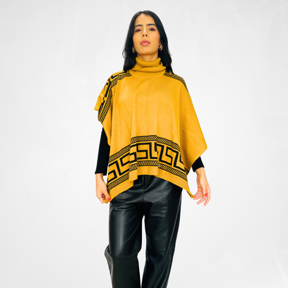 Poncho malha gola alta Amarelo